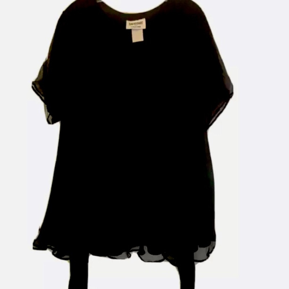 David Dart Vintage Black Silk Dress/Tunic Sz Small American Designer Flouncy